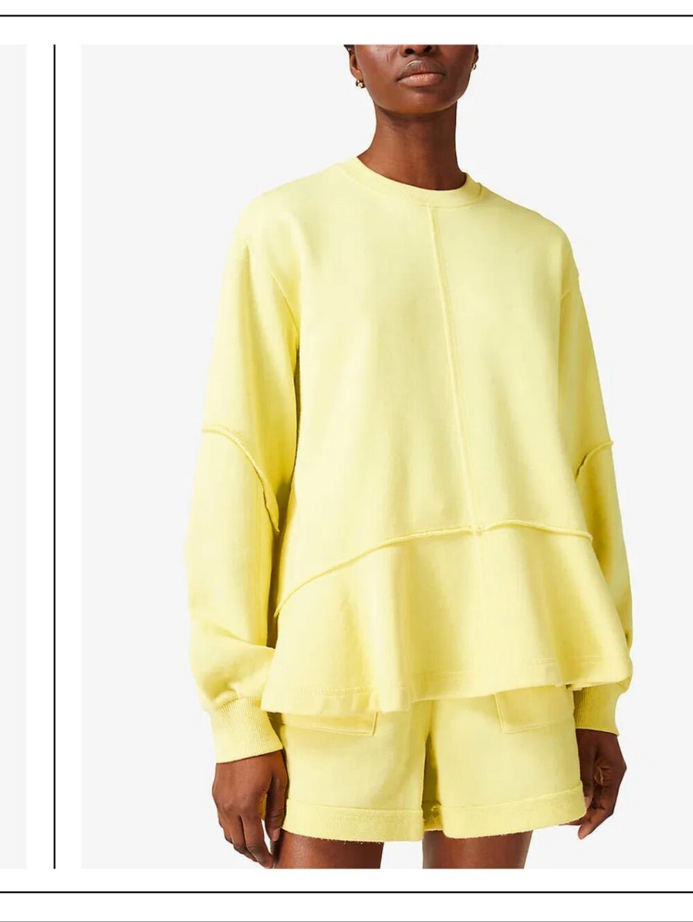 Sweaty Betty Womens Medium Revive Yellow Crewneck Sweatshirt Relaxed peplum‎